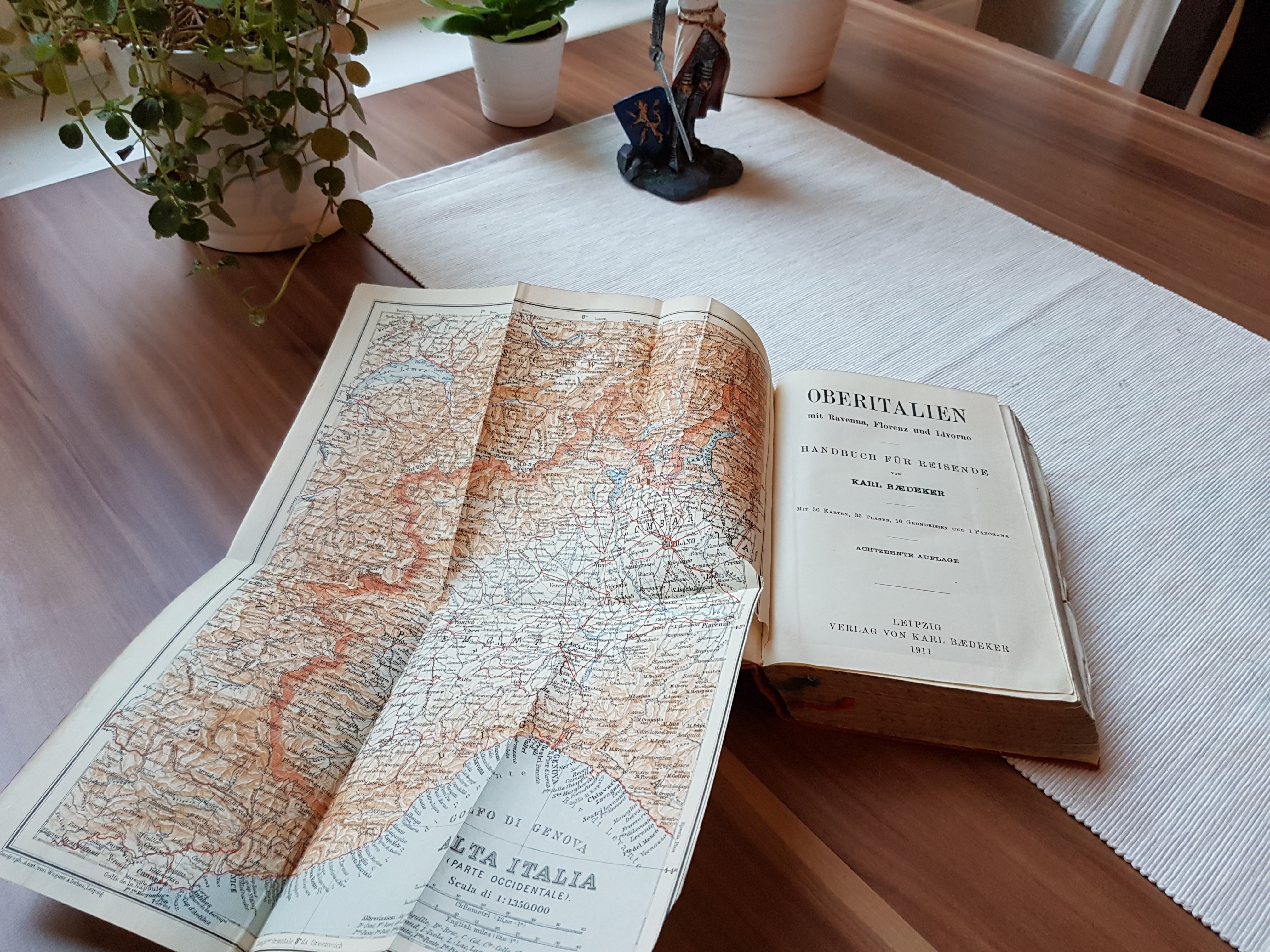 antique book about travel in Northern Italy